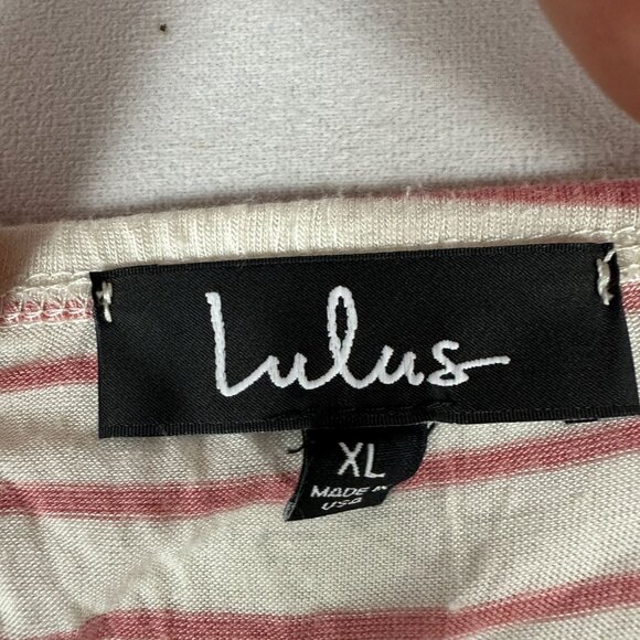 Lulus Womens Striped Off Shoulder Top XL Pink White Casual Lightweight - Picture 3 of 5